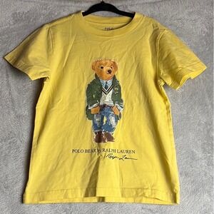 Polo Bear by Ralph Lauren Yellow T Shirt Graphic Tee Childrens‎ 4 Comfy Casual